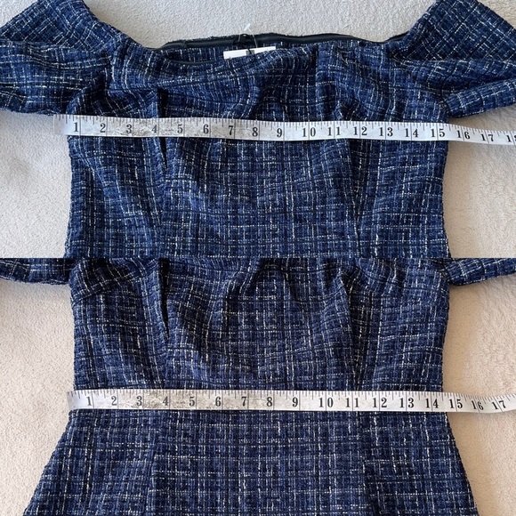 NWT Zara Navy Blue Tweed Off-Shoulder Flare Sleeve Top XS - Picture 13 of 14